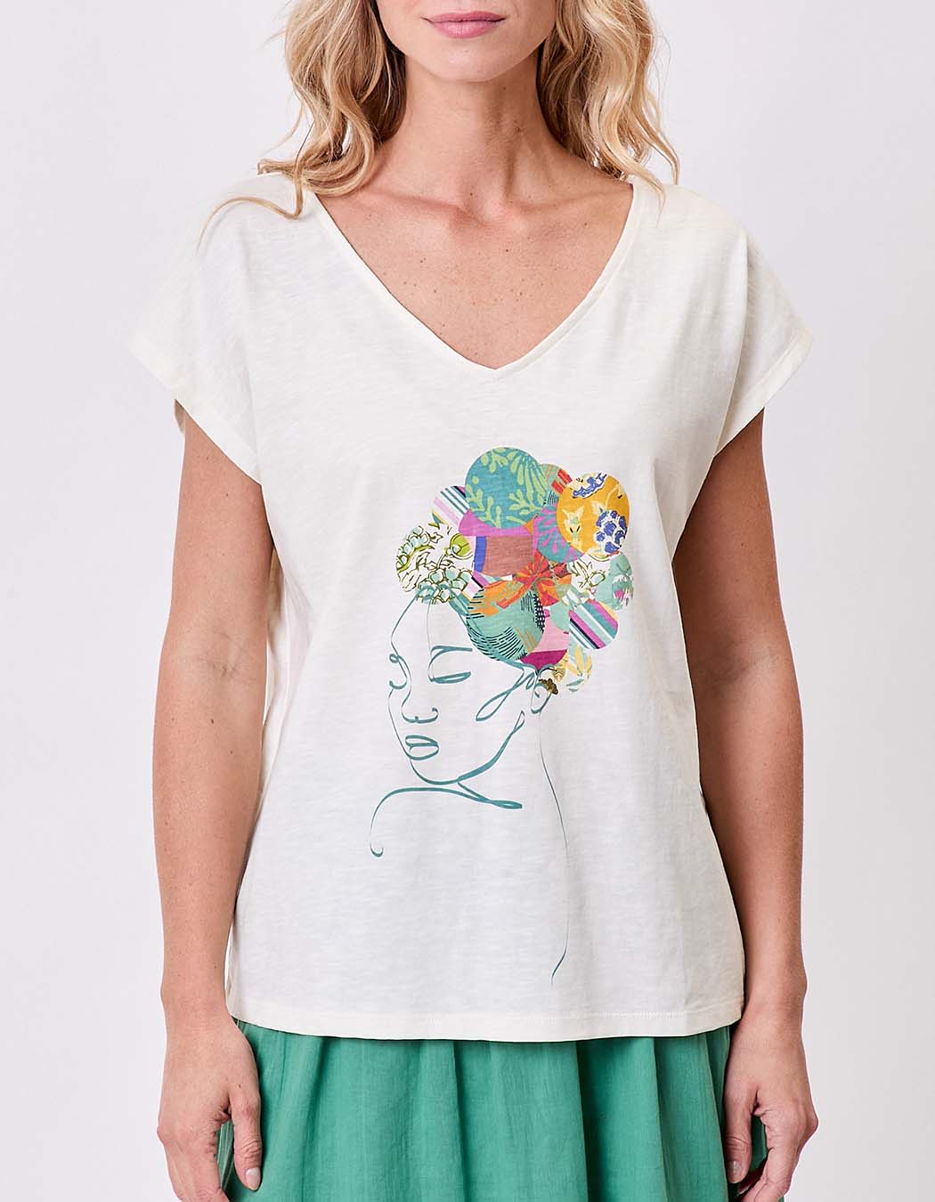 Organic cotton V-neck T-shirt femme La Fiancée