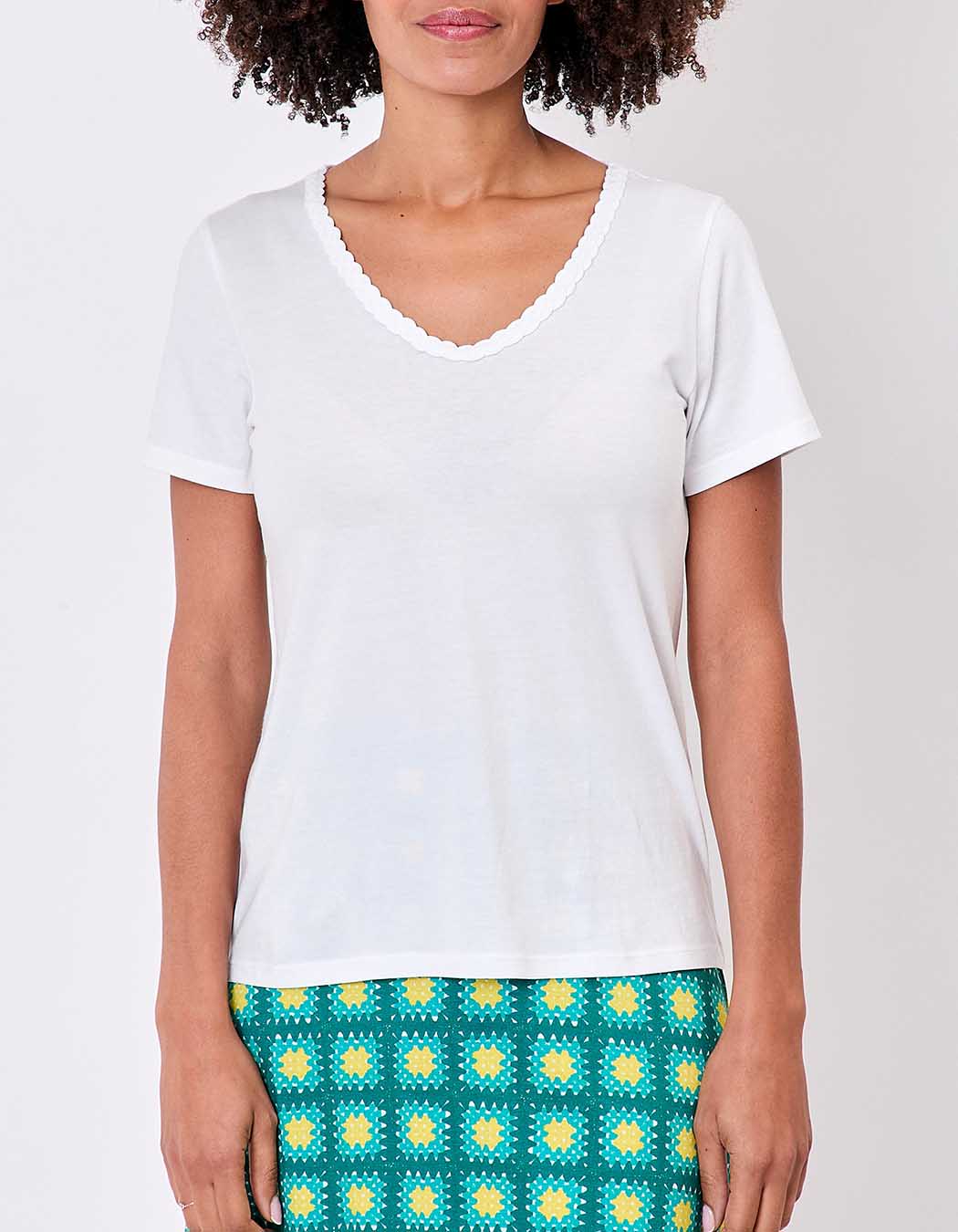 Organic cotton braided-neck T-shirt femme La Fiancée