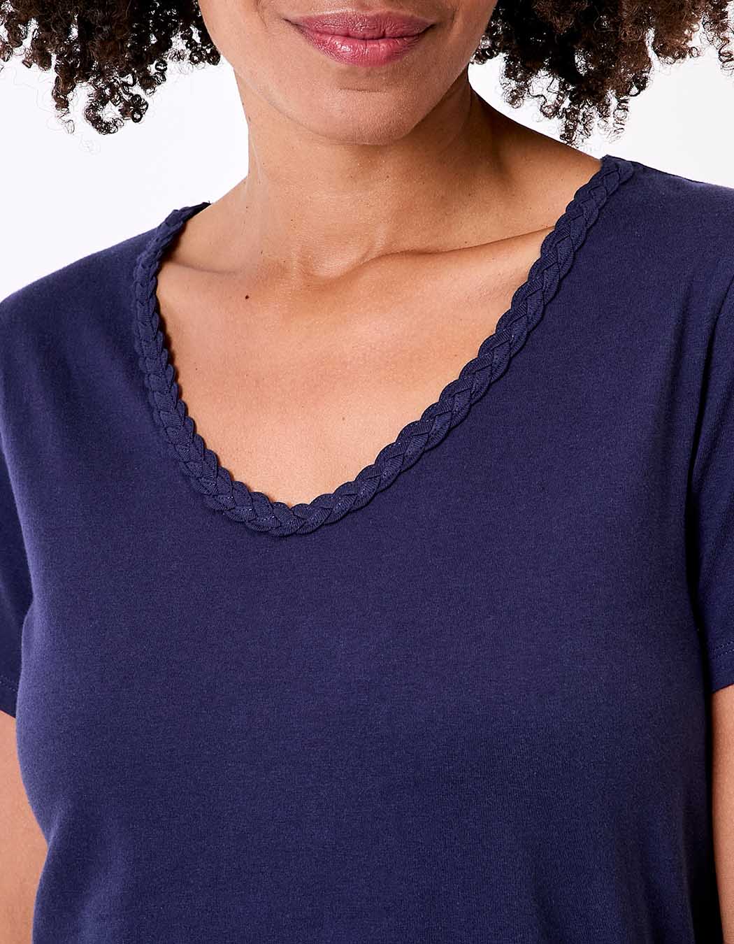 Organic cotton braided-neck T-shirt femme La Fiancée