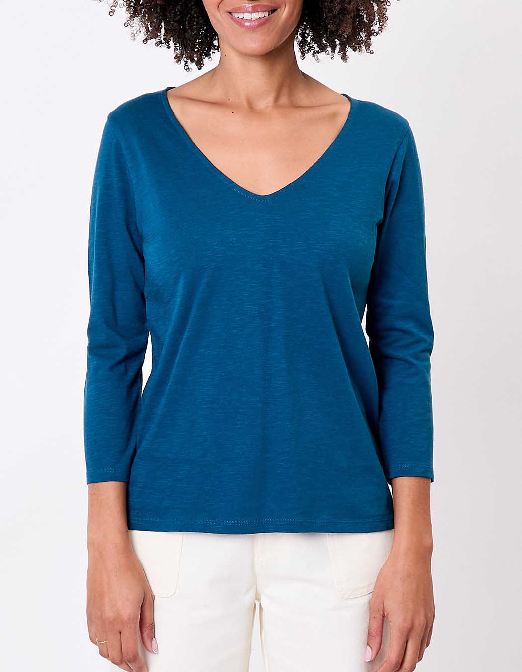 Plain organic cotton 3/4 sleeve T-shirt femme La Fianc&eacute;e