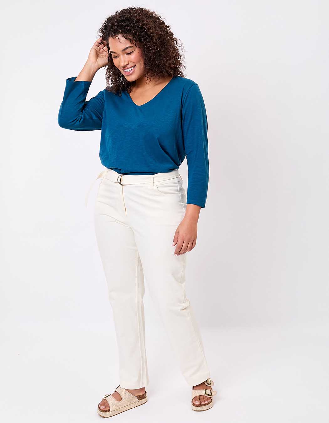 Plain organic cotton 3/4 sleeve T-shirt femme La Fianc&eacute;e