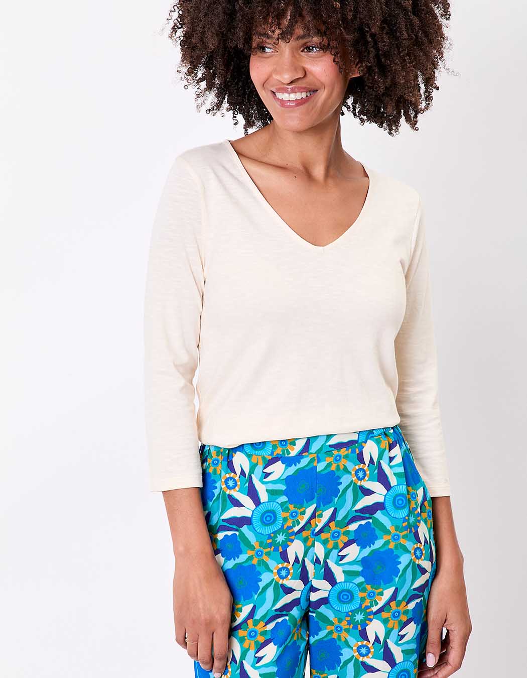 Plain organic cotton 3/4 sleeve T-shirt femme La Fiancée