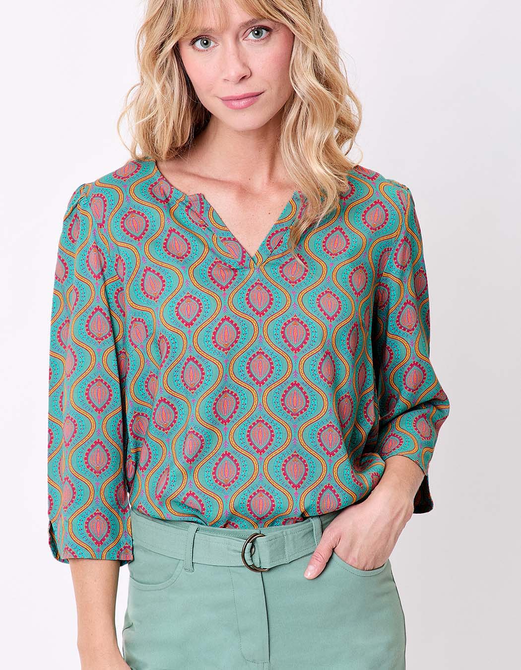 Flowy Tunisian collar blouse femme La Fianc&eacute;e