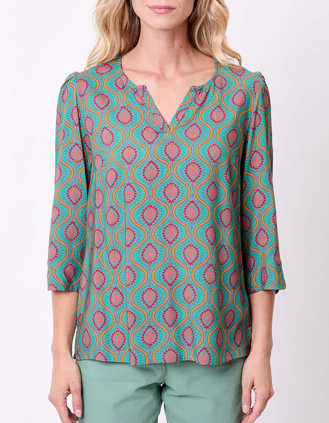 Flowy Tunisian collar blouse femme La Fianc&eacute;e