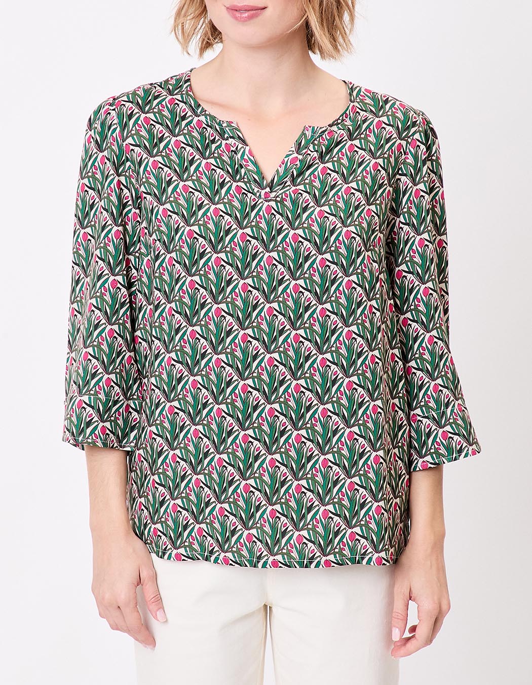 Flowy Tunisian collar blouse femme La Fiancée