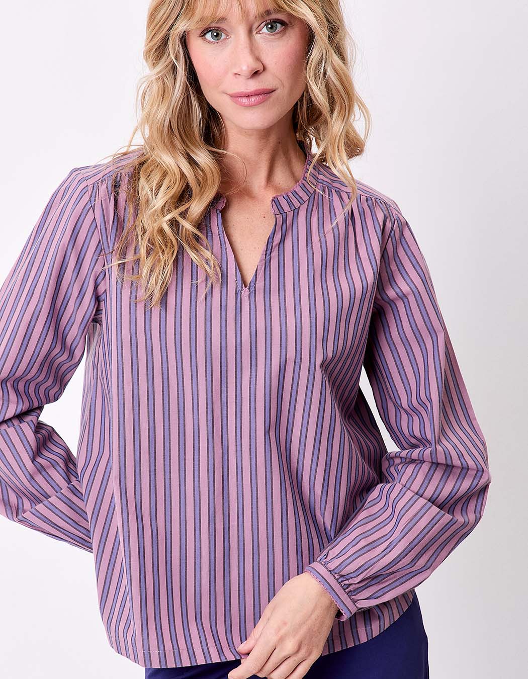 Striped organic cotton long-sleeve blouse femme La Fiancée