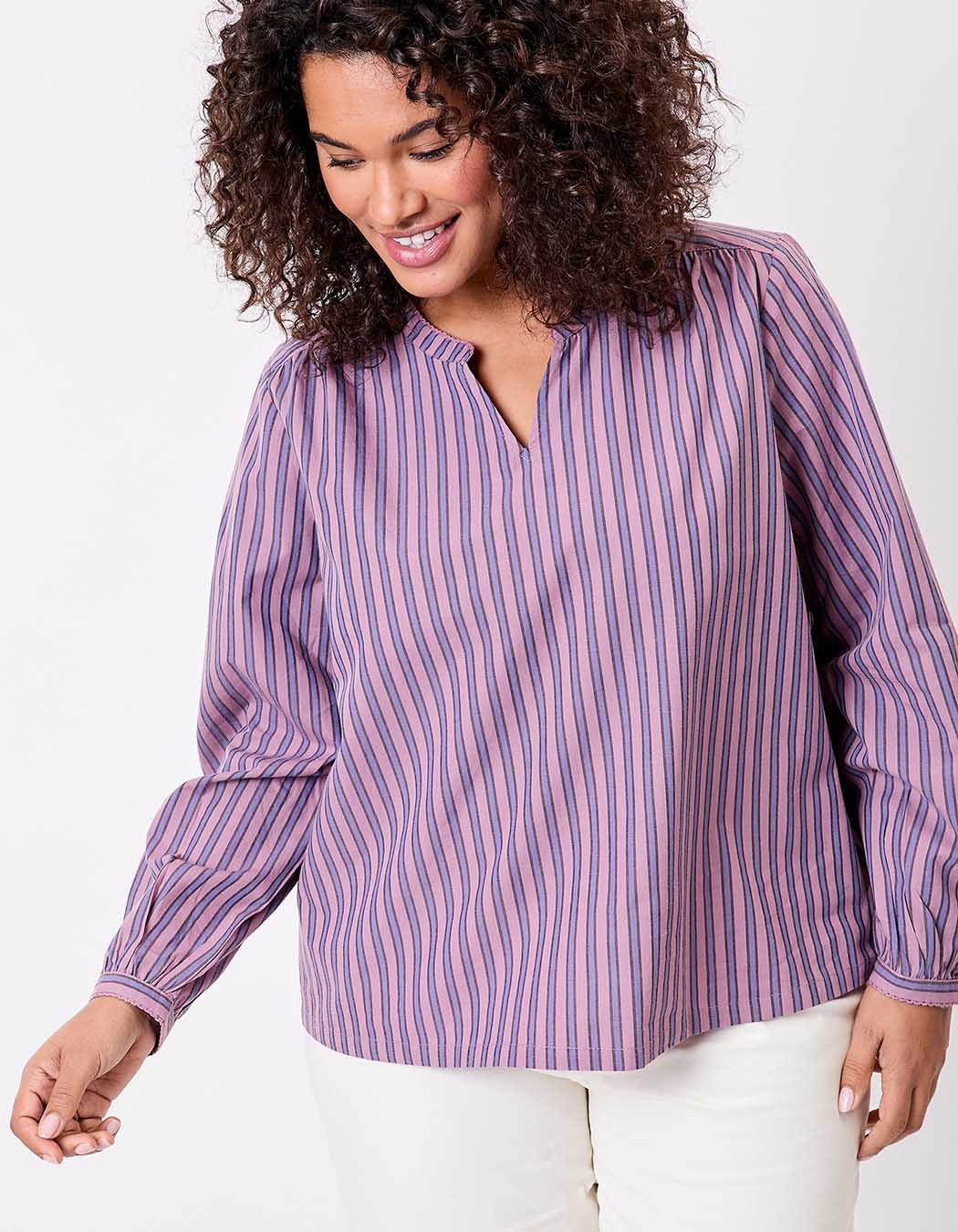 Striped organic cotton long-sleeve blouse femme La Fiancée