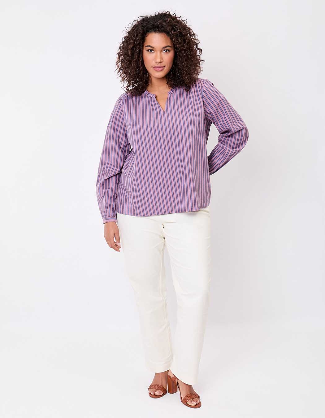 Striped organic cotton long-sleeve blouse femme La Fiancée