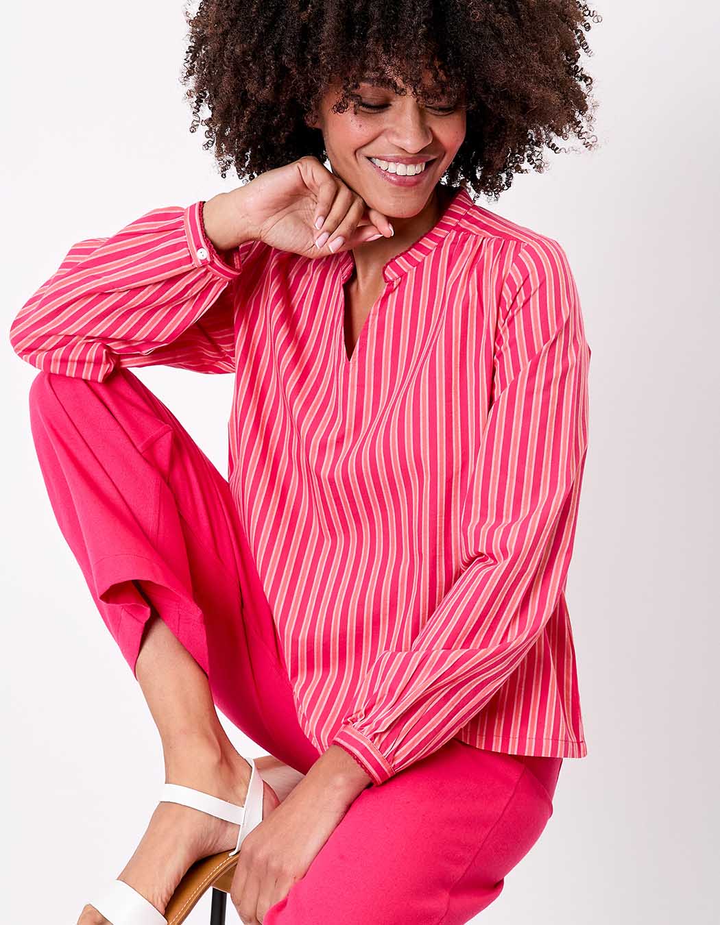 Striped organic cotton long-sleeve blouse femme La Fiancée