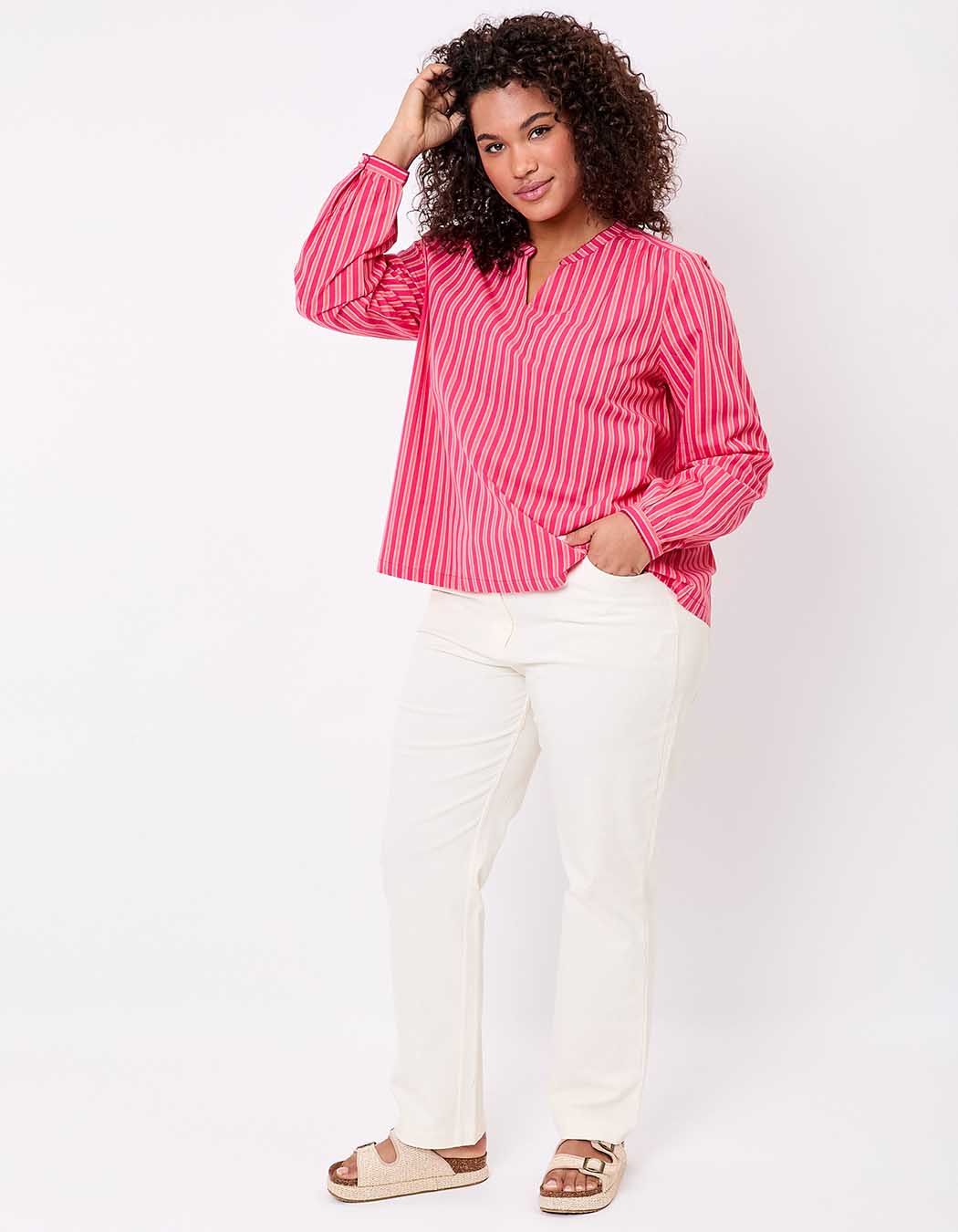Striped organic cotton long-sleeve blouse femme La Fiancée