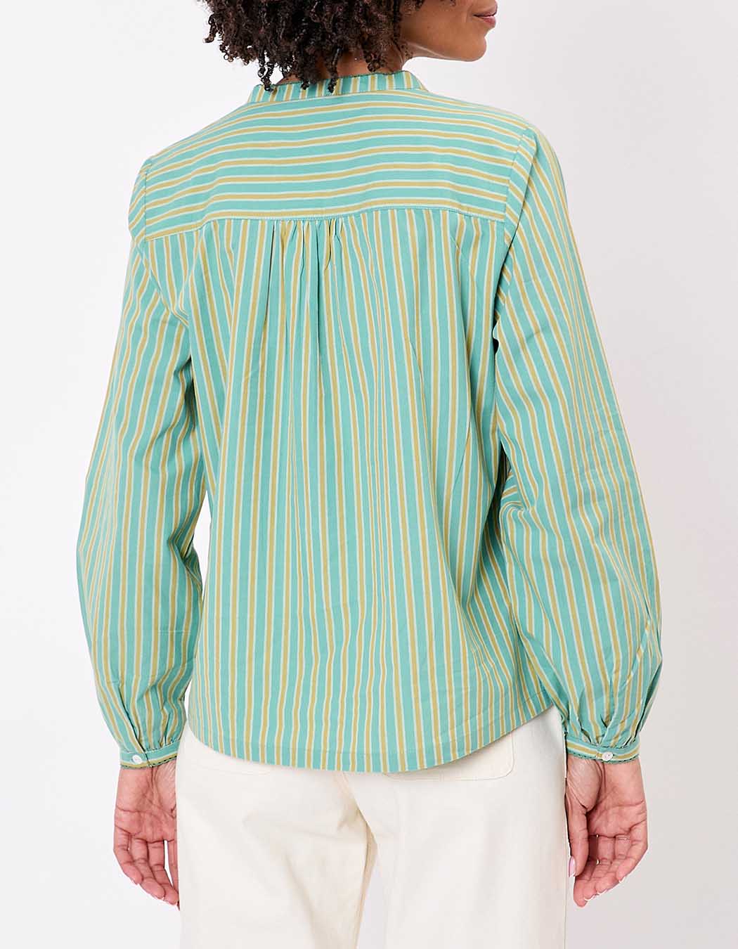 Striped organic cotton long-sleeve blouse femme La Fiancée