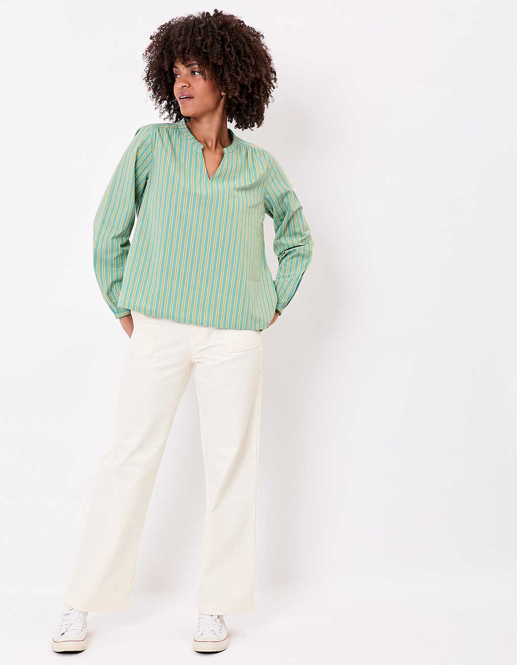 Striped organic cotton long-sleeve blouse femme La Fiancée
