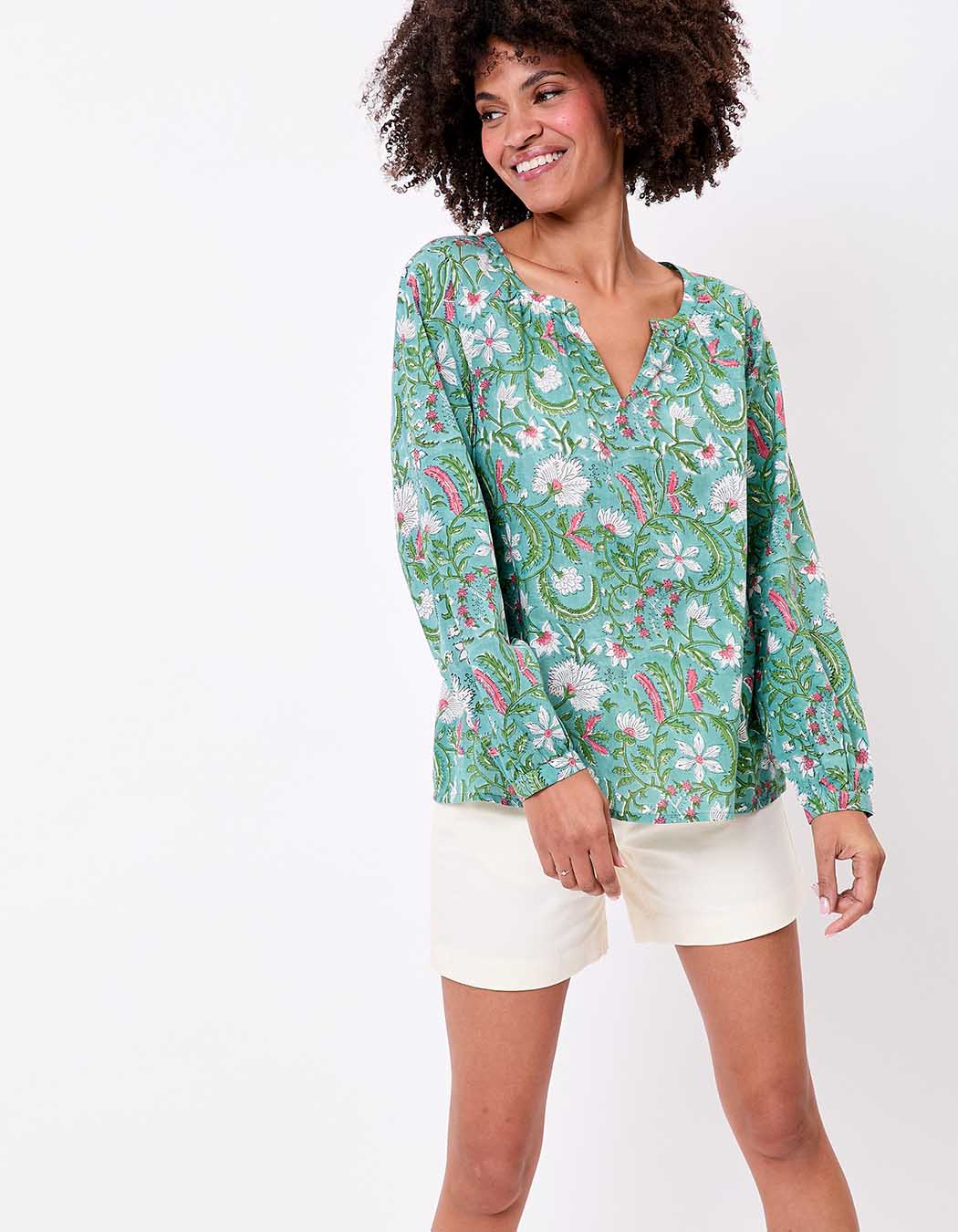 Loose cotton long-sleeve blouse femme La Fianc&eacute;e