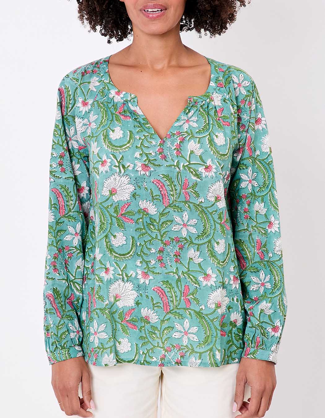 Loose cotton long-sleeve blouse femme La Fianc&eacute;e