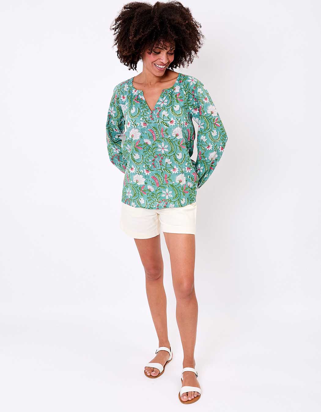 Loose cotton long-sleeve blouse femme La Fianc&eacute;e