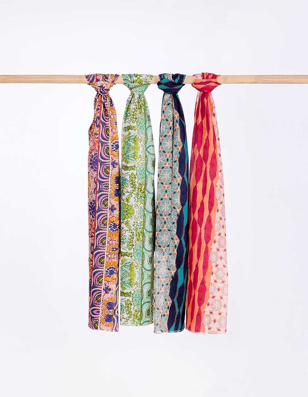 Organic cotton voile stole mix print femme La Fianc&eacute;e