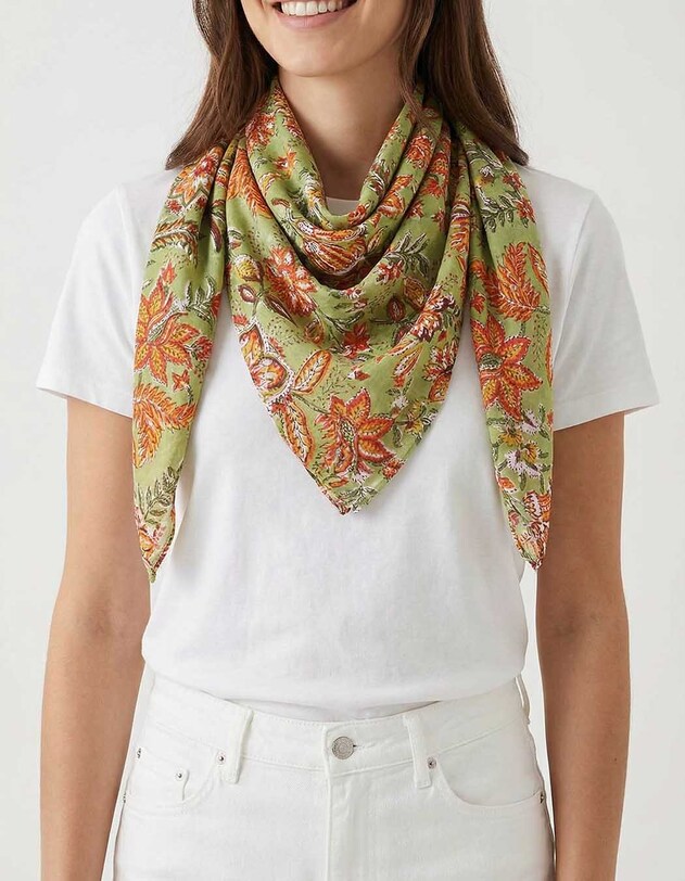 Printed cotton square scarf femme La Fianc&eacute;e