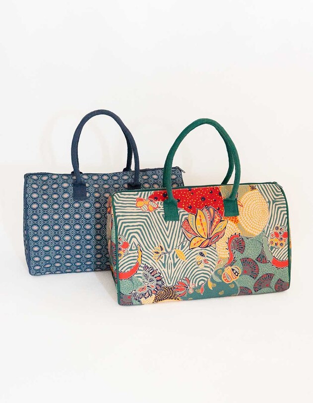 Large zippered cotton weekend bag femme La Fianc&eacute;e