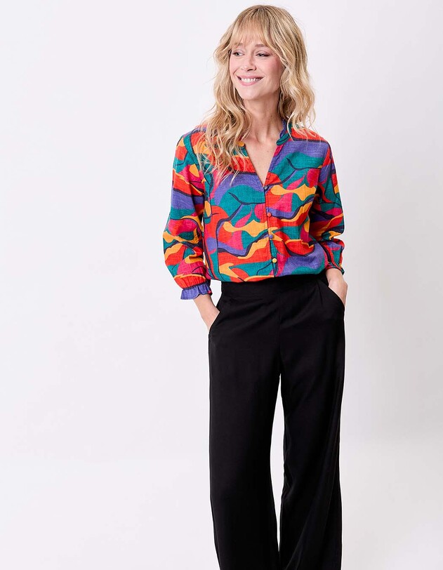 Organic cotton ruffled blouse femme La Fianc&eacute;e