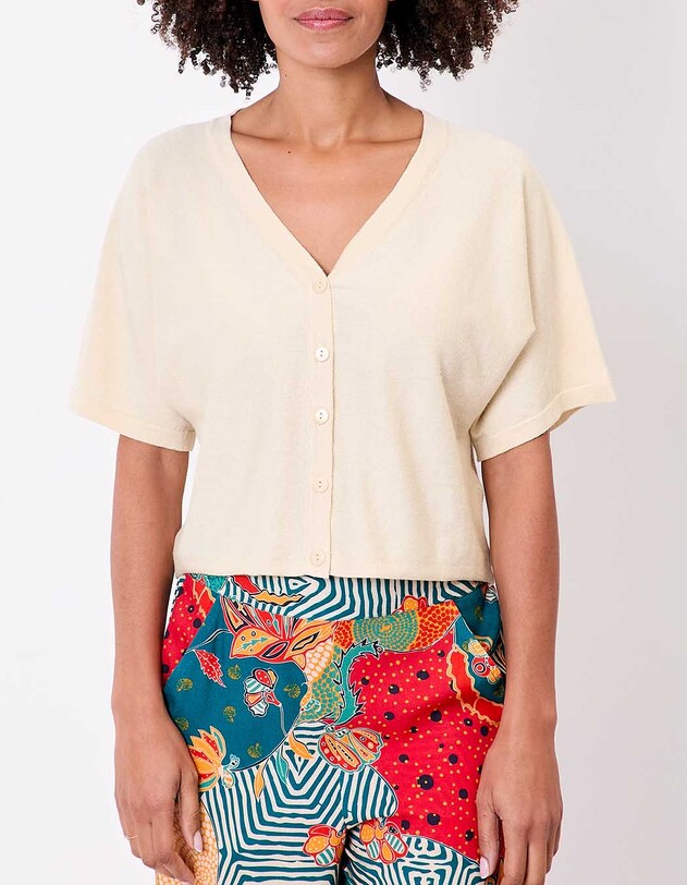 Plain short knit cardigan femme La Fianc&eacute;e