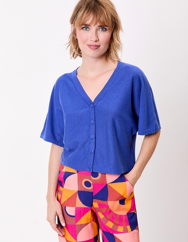 Plain short knit cardigan femme La Fianc&eacute;e