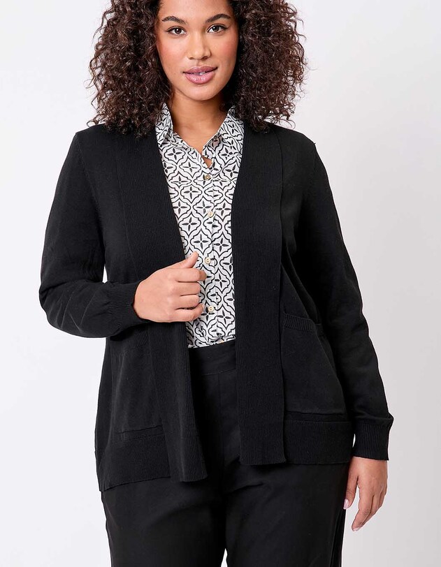 Plain long shawl-collar cardigan femme La Fianc&eacute;e