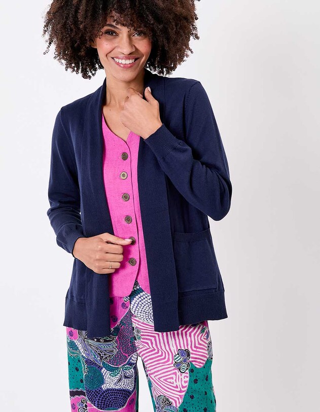 Plain long shawl-collar cardigan femme La Fianc&eacute;e