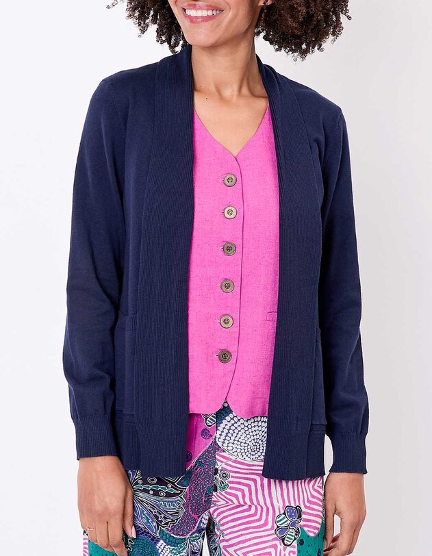 Plain long shawl-collar cardigan femme La Fianc&eacute;e