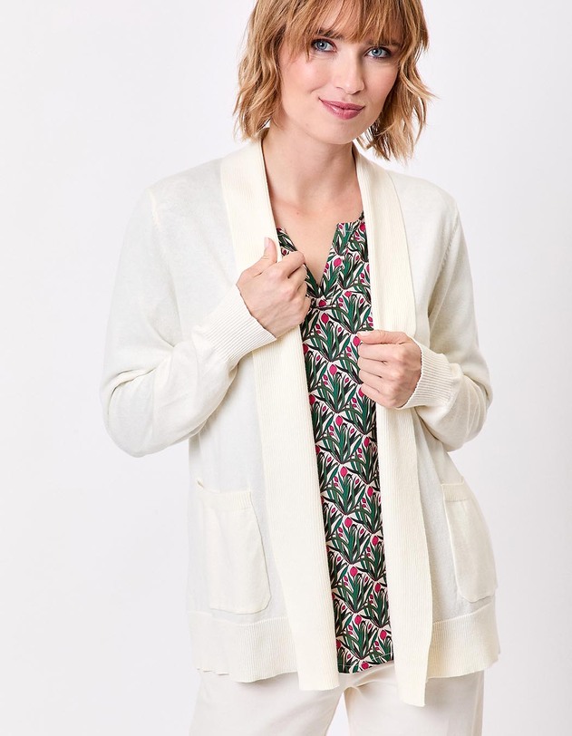 Plain long shawl-collar cardigan femme La Fianc&eacute;e