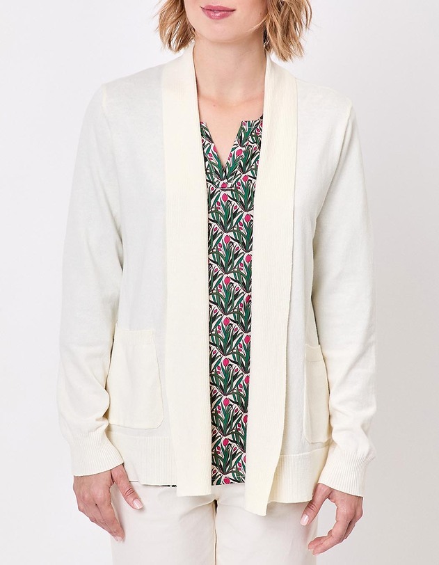 Plain long shawl-collar cardigan femme La Fianc&eacute;e