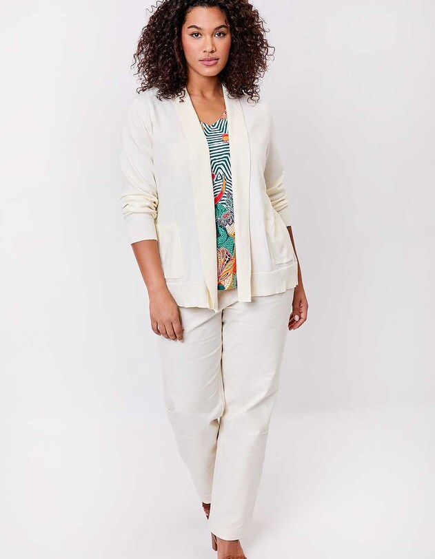 Plain long shawl-collar cardigan femme La Fianc&eacute;e