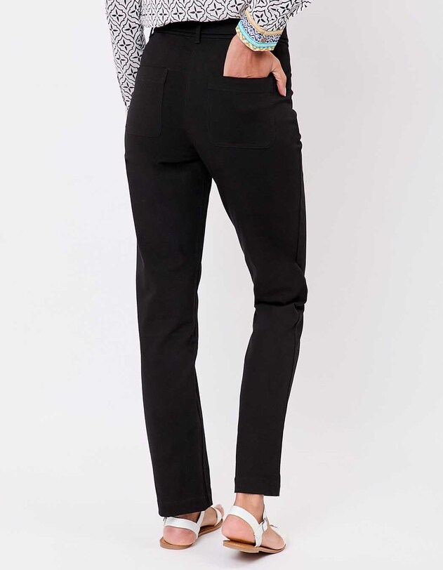 Fitted belted stretch cotton trousers femme La Fianc&eacute;e