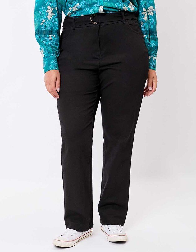 Fitted belted stretch cotton trousers femme La Fianc&eacute;e