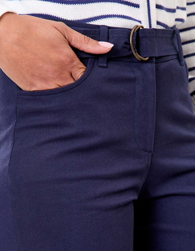 Fitted belted stretch cotton trousers femme La Fianc&eacute;e