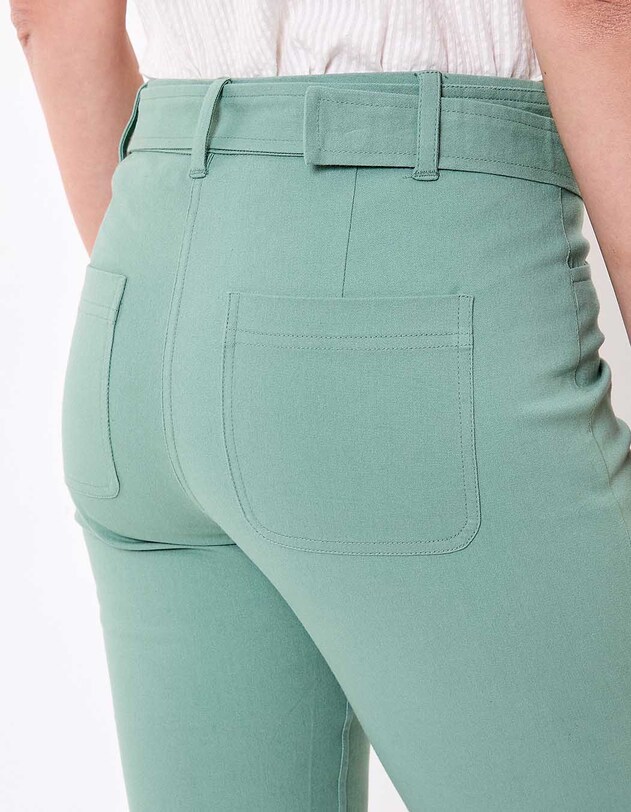 Fitted belted stretch cotton trousers femme La Fianc&eacute;e