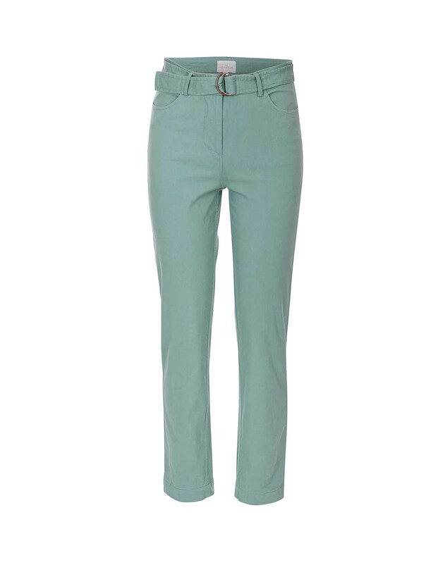Fitted belted stretch cotton trousers femme La Fianc&eacute;e
