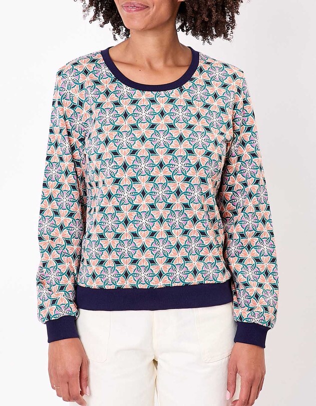 Printed organic cotton crewneck sweatshirt femme La Fianc&eacute;e