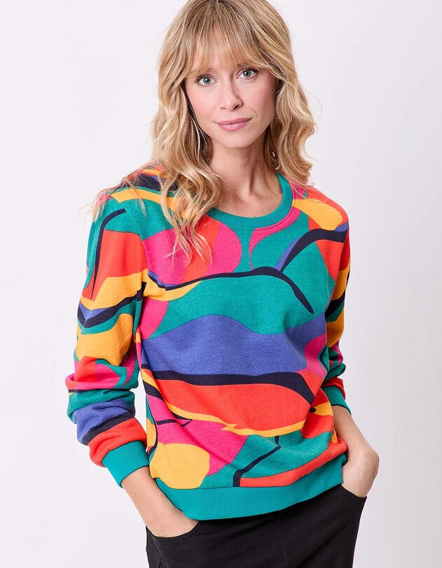 Printed organic cotton crewneck sweatshirt femme La Fianc&eacute;e