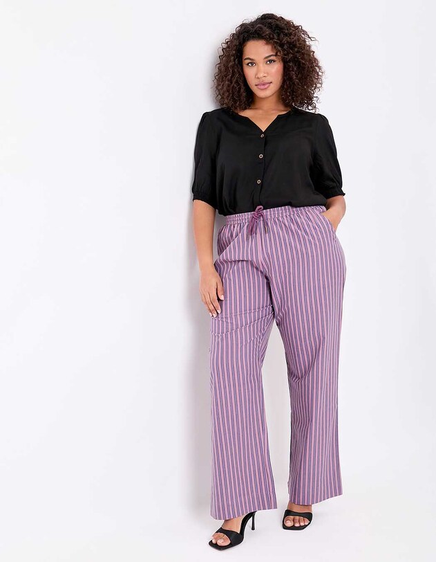 Striped organic cotton trousers femme La Fianc&eacute;e
