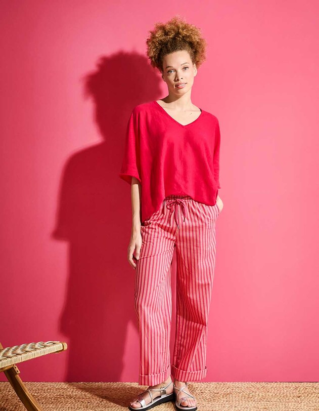 Striped organic cotton trousers femme La Fianc&eacute;e