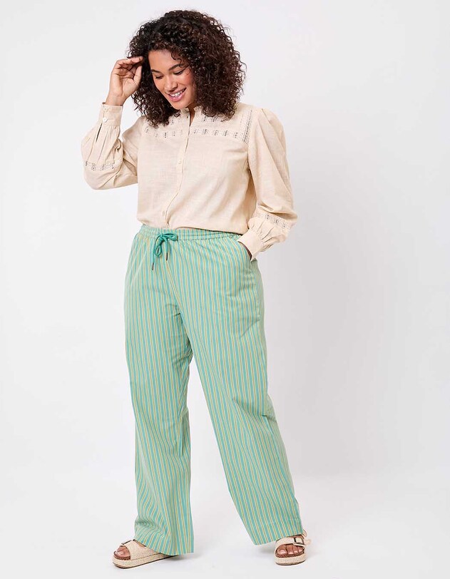 Striped organic cotton trousers femme La Fianc&eacute;e