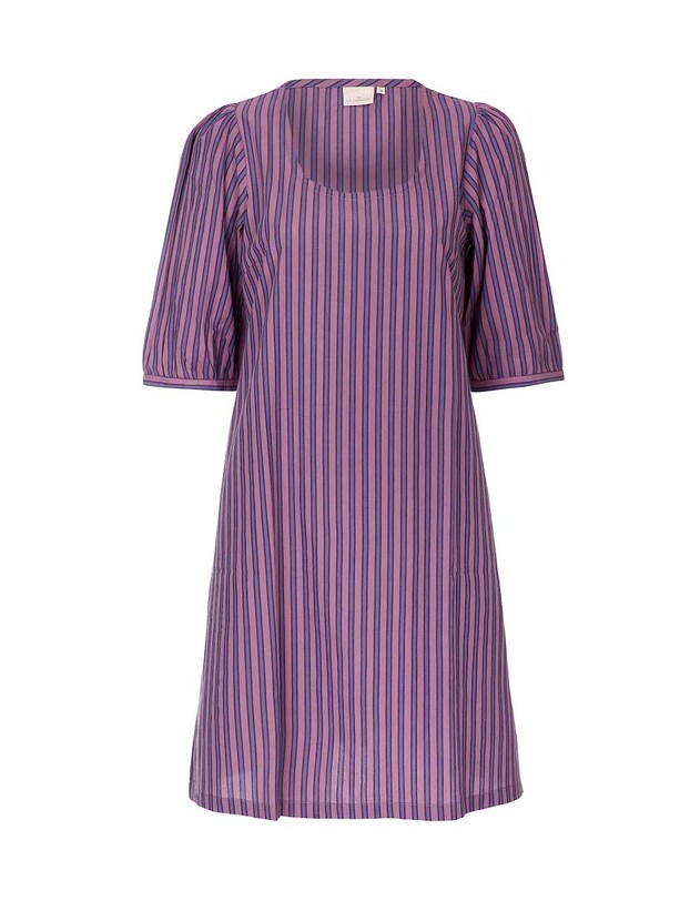 Striped organic cotton square-neck dress femme La Fianc&eacute;e
