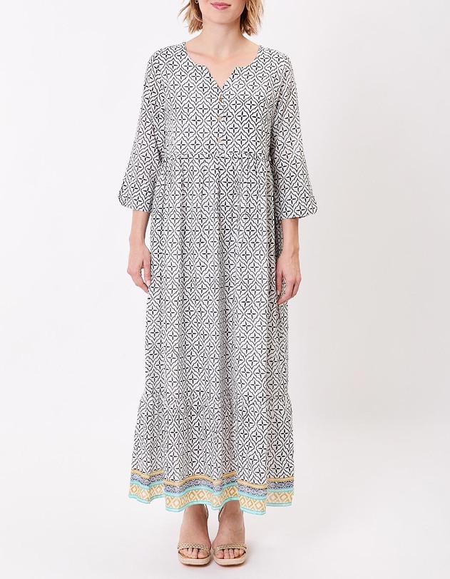 Long printed cotton voile dress femme La Fianc&eacute;e