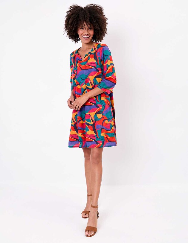 Flared pleated organic cotton dress femme La Fianc&eacute;e