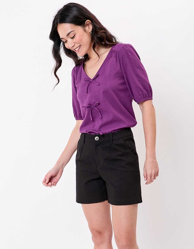 Plain cotton elastane shorts femme La Fianc&eacute;e