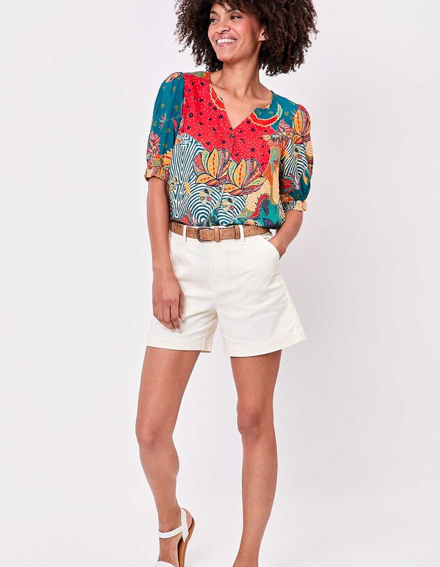 Plain cotton elastane shorts femme La Fianc&eacute;e