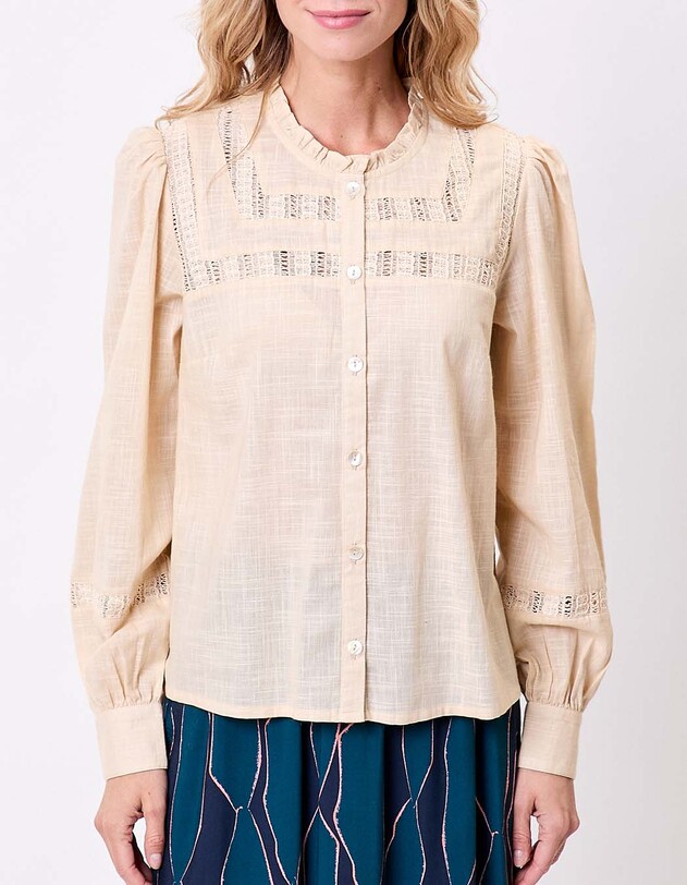 Organic cotton macram&eacute; shirt femme La Fianc&eacute;e
