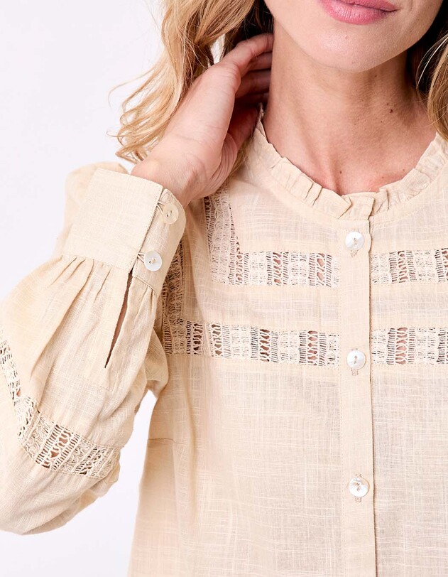 Organic cotton macram&eacute; shirt femme La Fianc&eacute;e