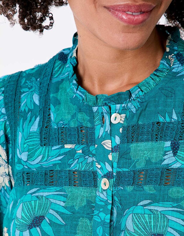 Organic cotton macram&eacute; shirt femme La Fianc&eacute;e