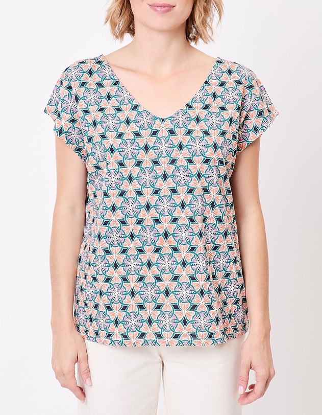 Organic cotton V-neck T-shirt femme La Fianc&eacute;e